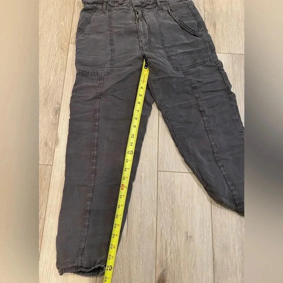 Anthropologie Utility Style Linen Blend Charcoal Gray Pants Women’s Small EUC - Picture 7 of 9